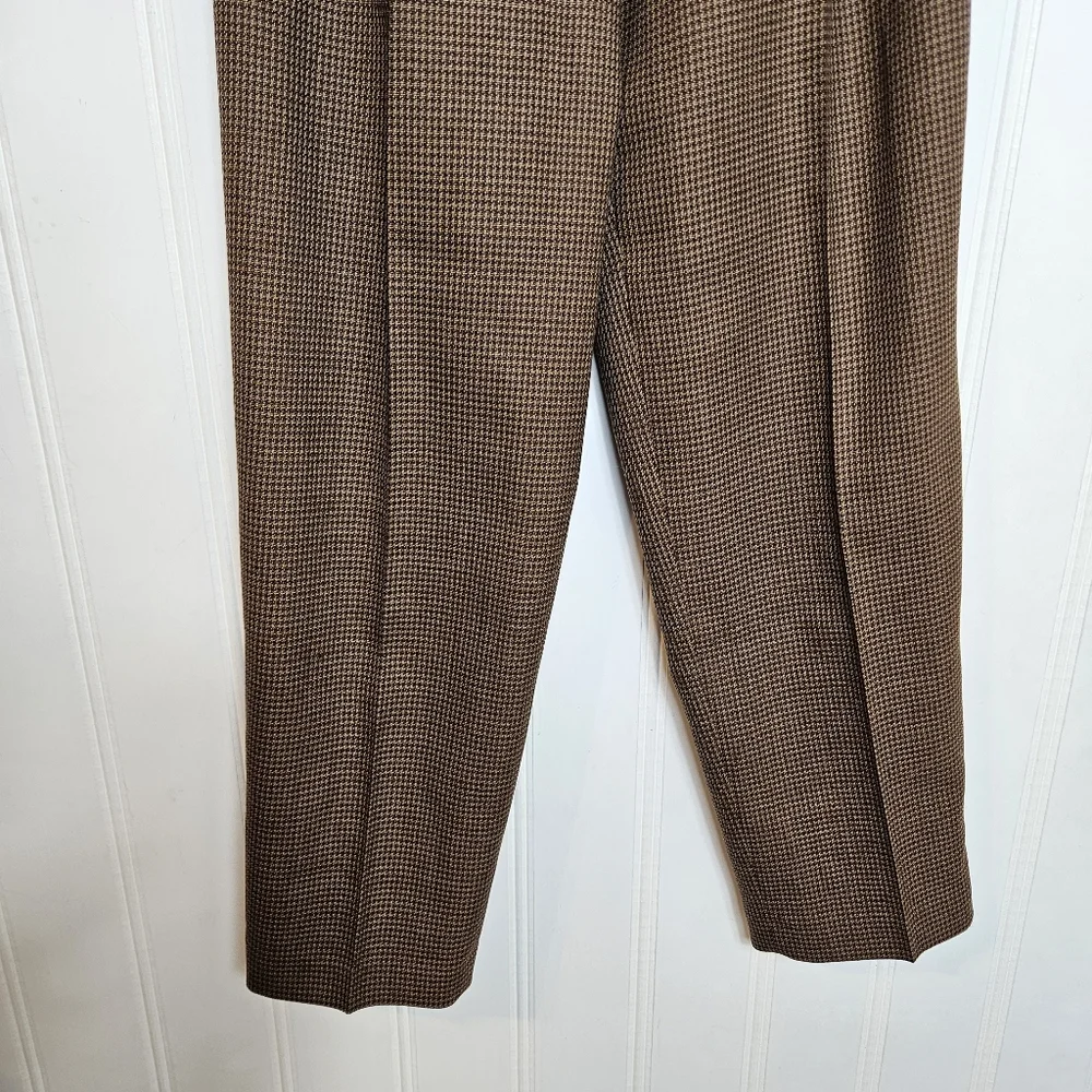 Vintage Rafaella Houndstooth Wool High Rise Pleated Trousers Pants Size 6 - Picture 4 of 13